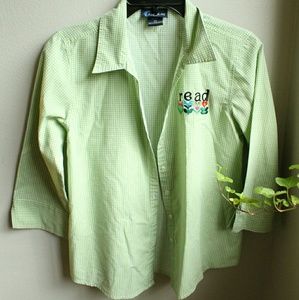 Green Read button down